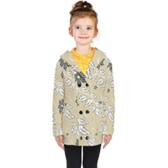 Folk Flowers Print Floral Pattern Ethnic Art Kids  Double Breasted Button Coat by Eskimos