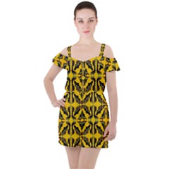 Abstract Pattern Geometric Backgrounds  Abstract Geometric Design    Ruffle Cut Out Chiffon Playsuit by Eskimos