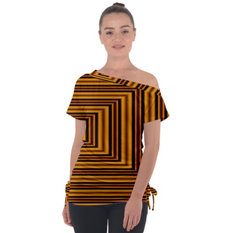 Gradient Off Shoulder Tie-up Tee by Sparkle