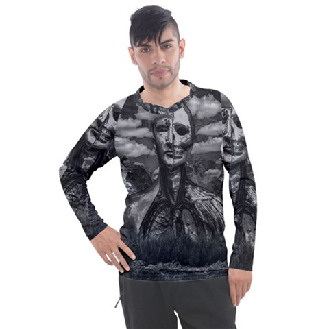 Bw Creepy Fantasy Scene Artwork Men s Pique Long Sleeve Tee by dflcprintsclothing