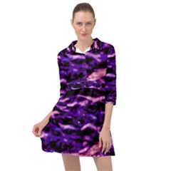 Purple  Waves Abstract Series No1 Mini Skater Shirt Dress by DimitriosArt