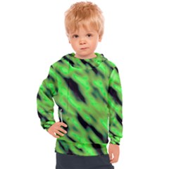 Green  Waves Abstract Series No7 Kids  Hooded Pullover by DimitriosArt