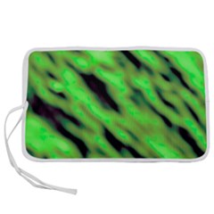 Green  Waves Abstract Series No7 Pen Storage Case (m) by DimitriosArt