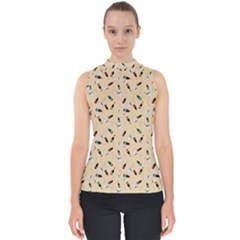 Festive Champagne Mock Neck Shell Top by SychEva