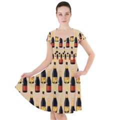 Champagne For The Holiday Cap Sleeve Midi Dress by SychEva