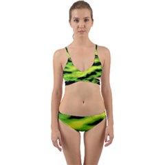 Green  Waves Abstract Series No12 Wrap Around Bikini Set by DimitriosArt