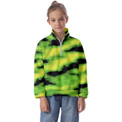 Green  Waves Abstract Series No12 Kids  Half Zip Hoodie by DimitriosArt