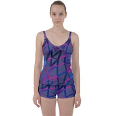 3d Lovely Geo Lines Tie Front Two Piece Tankini by Uniqued