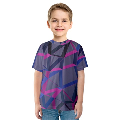 3d Lovely Geo Lines Kids  Sport Mesh Tee by Uniqued