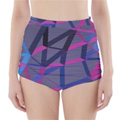 3d Lovely Geo Lines High-waisted Bikini Bottoms by Uniqued