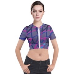 3d Lovely Geo Lines Short Sleeve Cropped Jacket by Uniqued