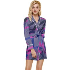 3d Lovely Geo Lines Long Sleeve Satin Robe by Uniqued