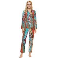 Digital Illusion Womens  Long Sleeve Velvet Pocket Pajamas Set by Sparkle