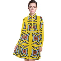 Abstract Pattern Geometric Backgrounds   Long Sleeve Chiffon Shirt Dress by Eskimos