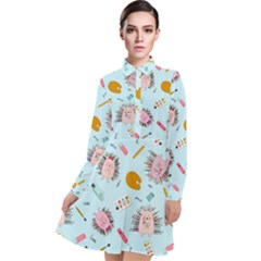 Hedgehogs Artists Long Sleeve Chiffon Shirt Dress by SychEva