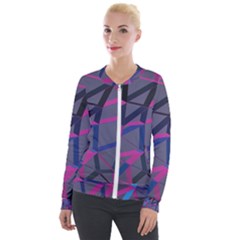 3d Lovely Geo Lines Velvet Zip Up Jacket by Uniqued