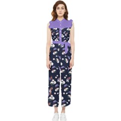 Blue Flower Women s Frill Top Jumpsuit by flowerland