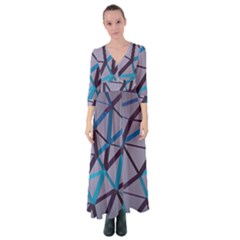 3d Lovely Geo Lines 2 Button Up Maxi Dress by Uniqued