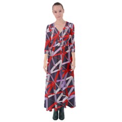 3d Lovely Geo Lines Vii Button Up Maxi Dress by Uniqued