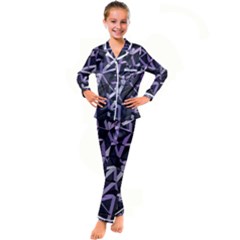 3d Lovely Geo Lines Vi Kid s Satin Long Sleeve Pajamas Set by Uniqued