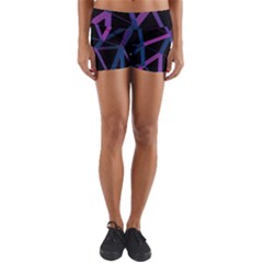 3d Lovely Geo Lines  V Yoga Shorts by Uniqued