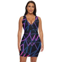 3d Lovely Geo Lines  V Draped Bodycon Dress by Uniqued