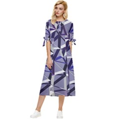 3d Lovely Geo Lines Ix Bow Sleeve Chiffon Midi Dress by Uniqued