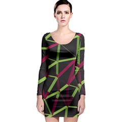 3d Lovely Geo Lines X Long Sleeve Bodycon Dress by Uniqued