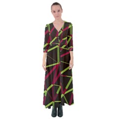 3d Lovely Geo Lines X Button Up Maxi Dress by Uniqued