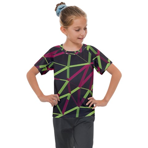 3d Lovely Geo Lines X Kids  Mesh Piece Tee by Uniqued