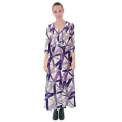 3d Lovely Geo Lines X Button Up Maxi Dress by Uniqued