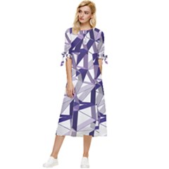 3d Lovely Geo Lines X Bow Sleeve Chiffon Midi Dress by Uniqued