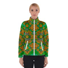 Stars Of Decorative Colorful And Peaceful  Flowers Women s Bomber Jacket by pepitasart