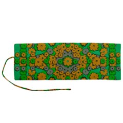 Stars Of Decorative Colorful And Peaceful  Flowers Roll Up Canvas Pencil Holder (m) by pepitasart