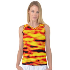 Red  Waves Abstract Series No16 Women s Basketball Tank Top by DimitriosArt