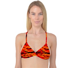 Red  Waves Abstract Series No17 Reversible Tri Bikini Top by DimitriosArt