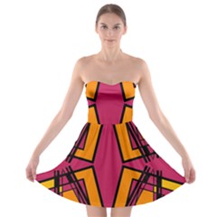 Abstract Geometric Design    Strapless Bra Top Dress by Eskimos