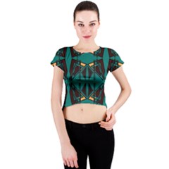 Abstract Geometric Design    Crew Neck Crop Top by Eskimos