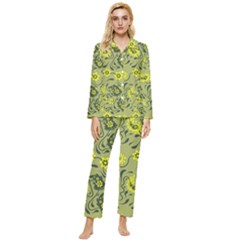 Floral Pattern Paisley Style Paisley Print   Womens  Long Sleeve Velvet Pocket Pajamas Set by Eskimos