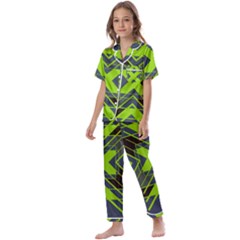 Abstract Geometric Design    Kids  Satin Short Sleeve Pajamas Set by Eskimos