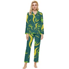 Folk Flowers Print Floral Pattern Ethnic Art Womens  Long Sleeve Velvet Pocket Pajamas Set by Eskimos