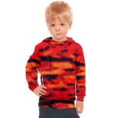 Red  Waves Abstract Series No16 Kids  Hooded Pullover by DimitriosArt