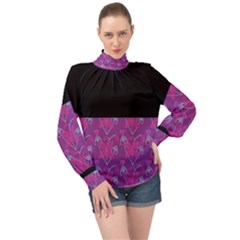 Floral High Neck Long Sleeve Chiffon Top by Sparkle