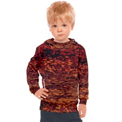 Red Waves Flow Series 2 Kids  Hooded Pullover by DimitriosArt