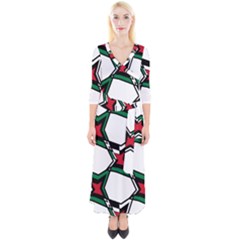 Abstract Pattern Geometric Backgrounds   Quarter Sleeve Wrap Maxi Dress by Eskimos