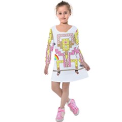 Music And Other Stuff Kids  Long Sleeve Velvet Dress by bfvrp