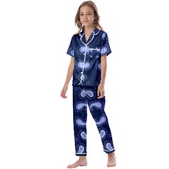 Floral Pattern Paisley Style Paisley Print   Kids  Satin Short Sleeve Pajamas Set by Eskimos