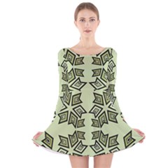 Abstract Pattern Geometric Backgrounds   Long Sleeve Velvet Skater Dress by Eskimos