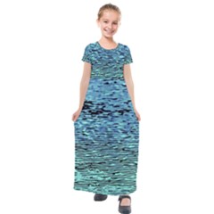 Blue Waves Flow Series 3 Kids  Short Sleeve Maxi Dress by DimitriosArt