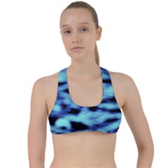 Blue Waves Flow Series 4 Criss Cross Racerback Sports Bra by DimitriosArt